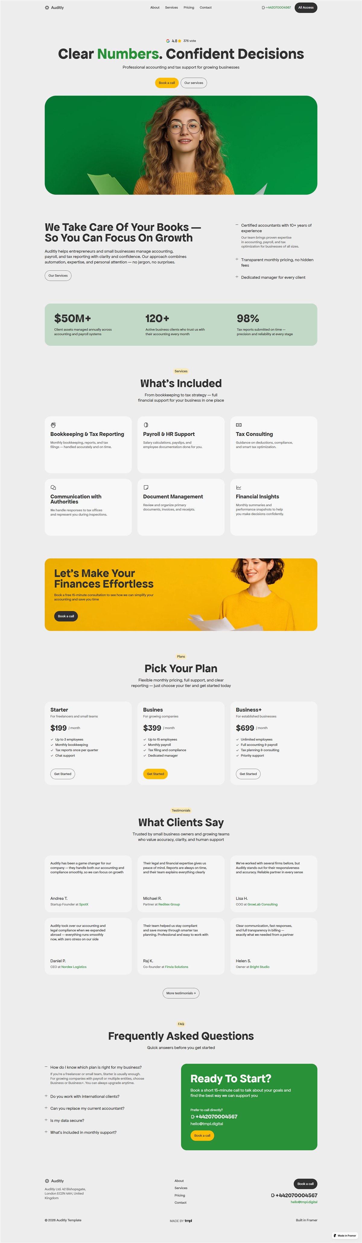 A professional tax office website built with SaberWeb