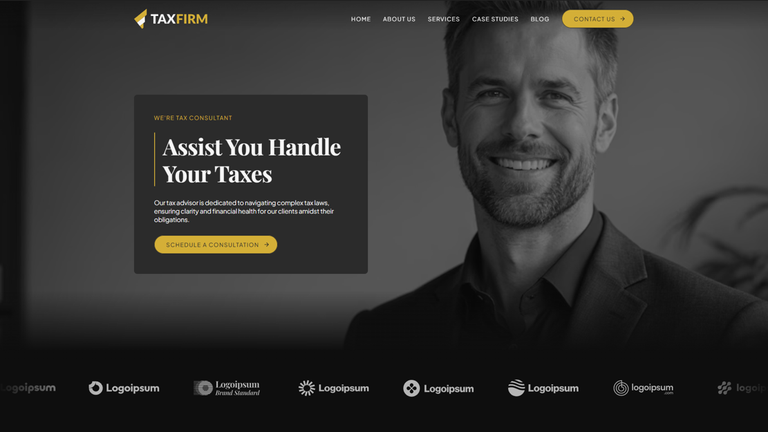 Example of a professional tax office website built with SaberWeb