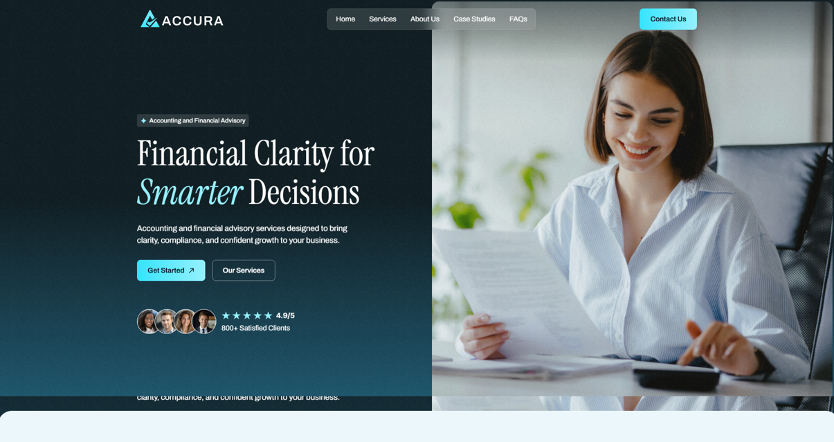 Example of a professional tax office website built with SaberWeb